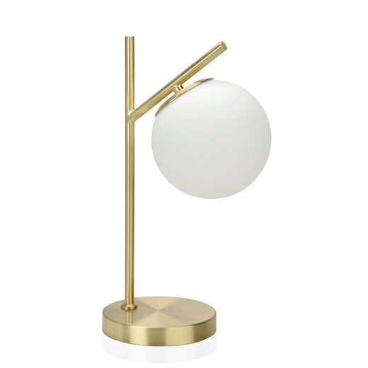 Lampada Da Tavolo In Metallo Vetro Globo Oro Bianco X X Cm