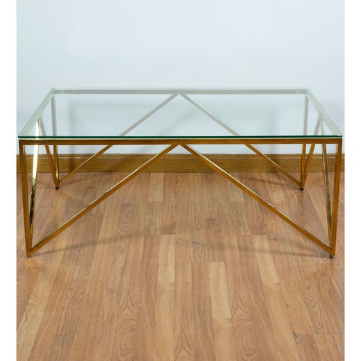 Mesa De Centro De Vidro E A O Dourado X X Cm Qechic