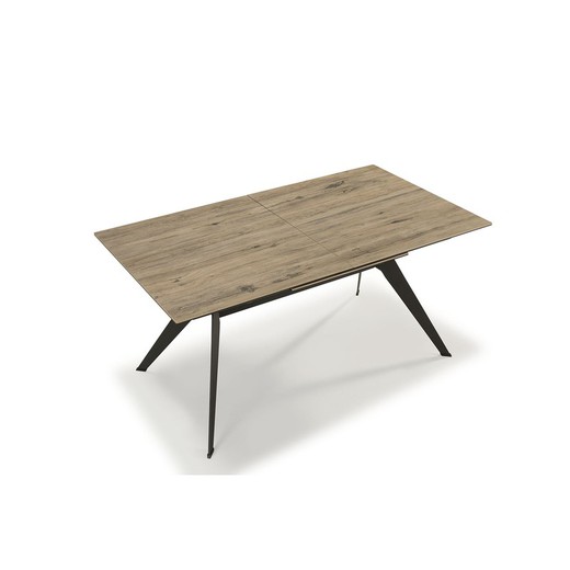 Mesa De Jantar Extens Vel De Cer Mica E Metal Natural E Preto