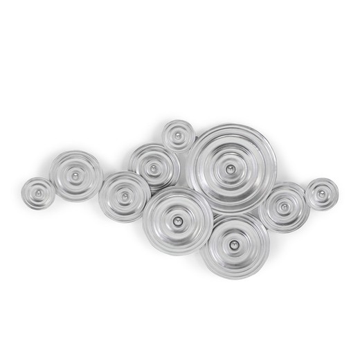 Silver wooden wall decoration, 120 x 8 x 60 cm | circles