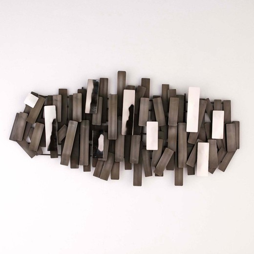 Srebrna metalowa dekoracja ścienna, 100 x 5 x 50 cm | Bloki
