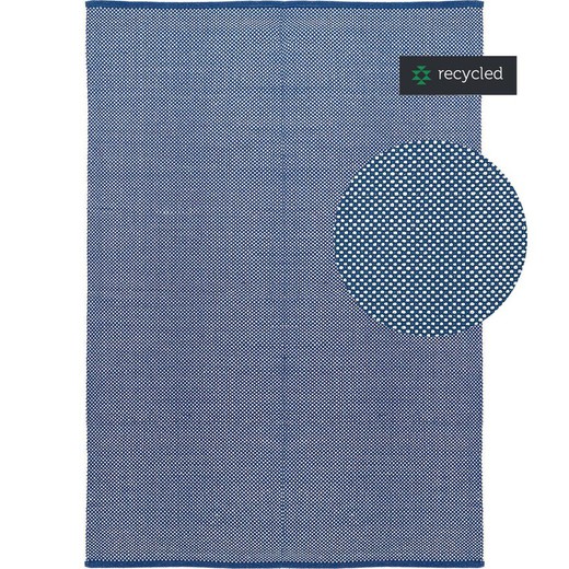 100% recycled PET blue and natural rug, 60 x 90 cm