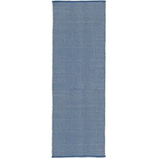 100% recycled PET blue and natural rug, 70 x 250 cm