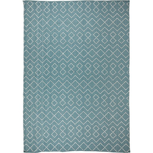 100% recycled PET blue and natural rug, 70 x 250 cm