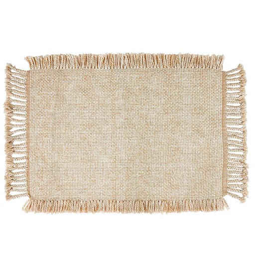 100% recycled PET beige and natural rug, 70 x 140 cm