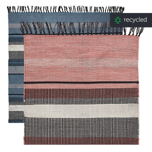 100% recycled PET coral and black rug, 140 x 200 cm