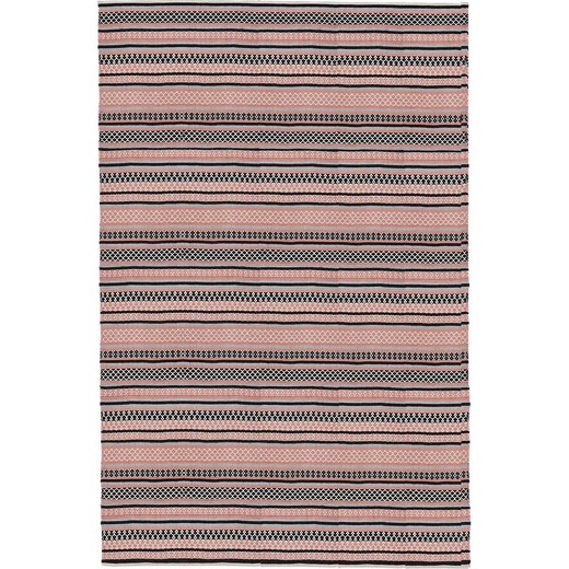 Alfombra de exterior de PET en negro y rosa, 140 x 200 x 1 cm | Alegre