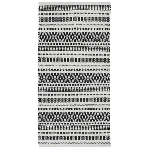 Alfombra de Exterior de Polietileno Reciclado Negra/Blanca, 70x250 cm