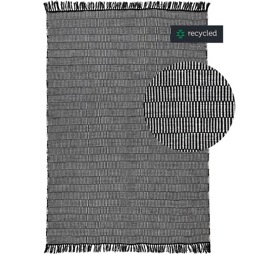 Czarny i naturalny dywan PET w 100% z recyklingu, 70 x 140 cm