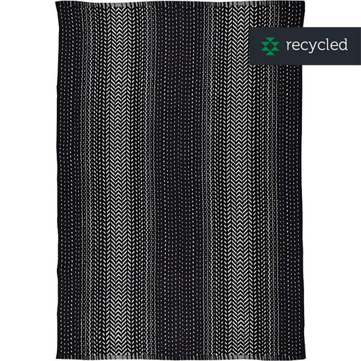 Tapete PET 100% reciclado preto e natural, 70 x 140 cm