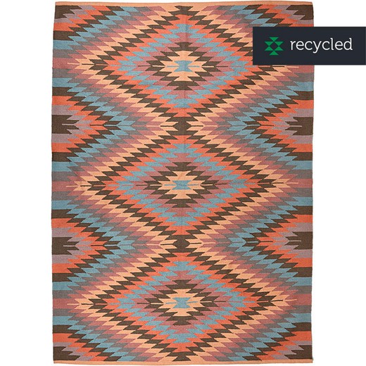 100% recycled PET mat pink, orange, brown and natural, 70 x 140 cm