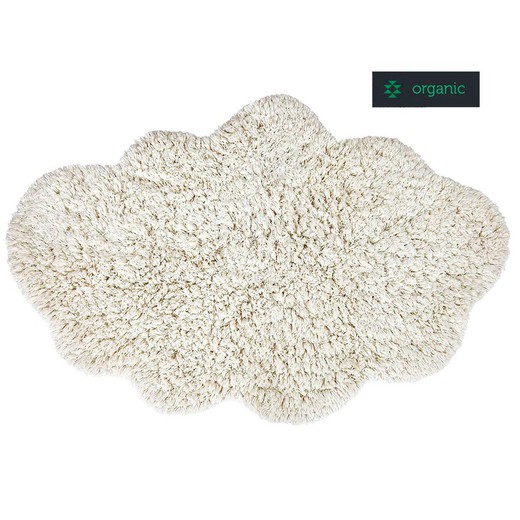 Tappeto in cotone bianco sporco, 110x72 cm