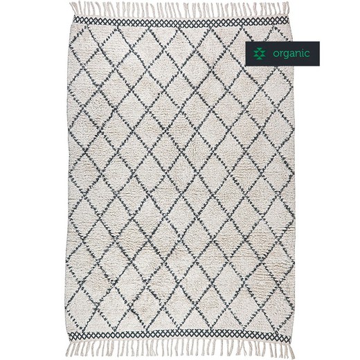White and gray cotton rug, 60x90 cm