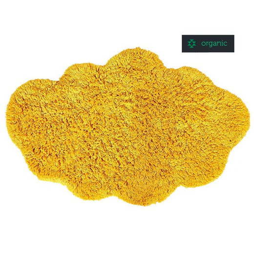 Alfombra de algodón orgánico en forma de nube de color amarilla, 110x72 cm