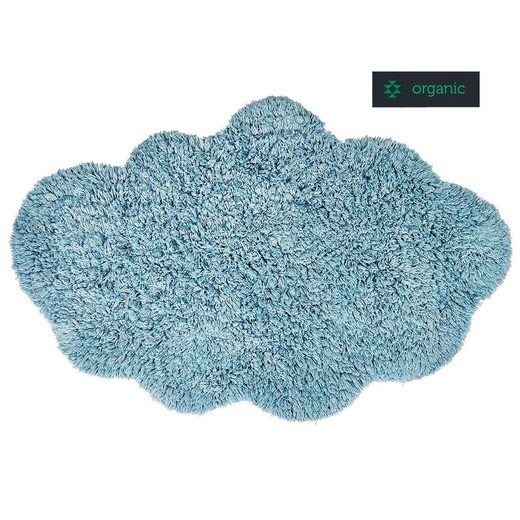 Alfombra de algodón orgánico en forma de nube de color azul, 110x72 cm