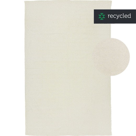 Alfombra de algodón reciclado en beige, 60 x 90 x 0,8 cm | Herringbone