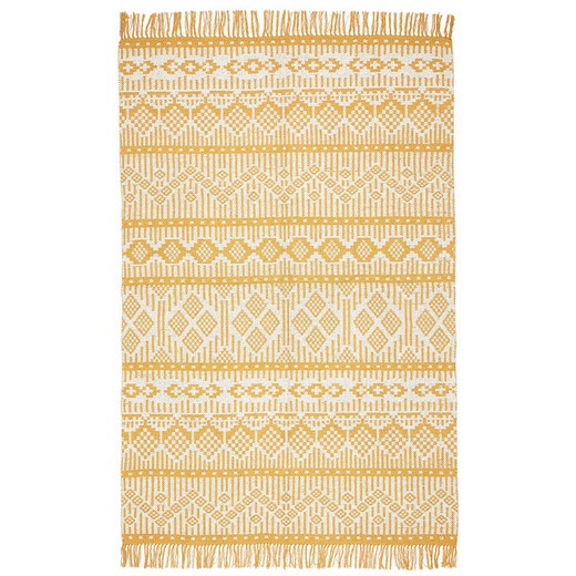 Turmeric and natural recycled cotton rug, 60x90 cm