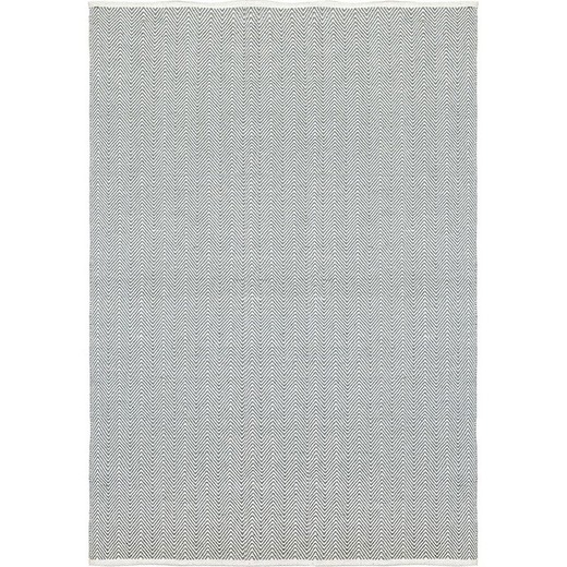 Grauer und natürlicher Teppich aus recycelter Baumwolle, 60 x 90 cm