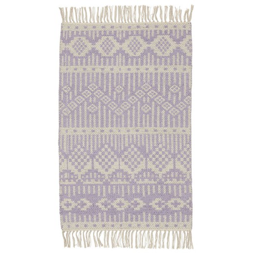 Lavender and natural recycled cotton rug, 60x90 cm