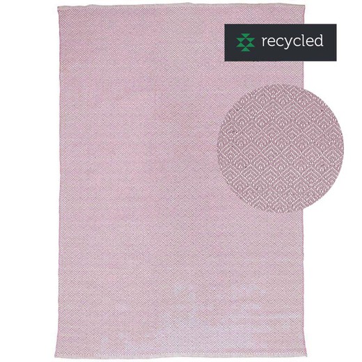Tapete de algodão malva e natural reciclado, 60x90 cm