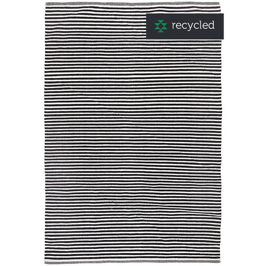 Tapis en coton recyclé noir et naturel, 60x90 cm