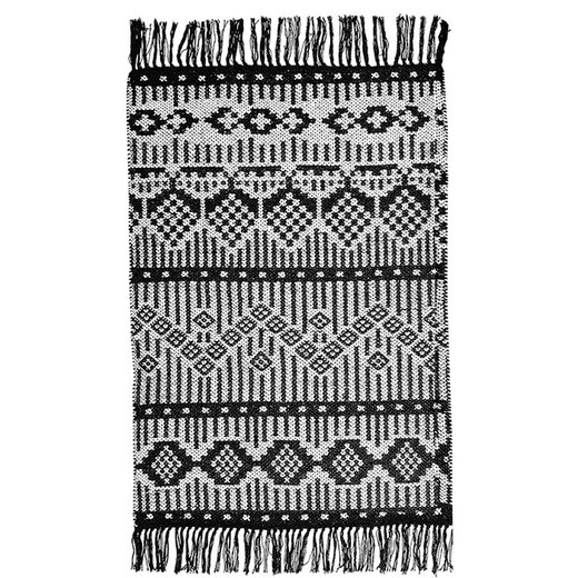 Black and natural recycled cotton rug, 60x90 cm