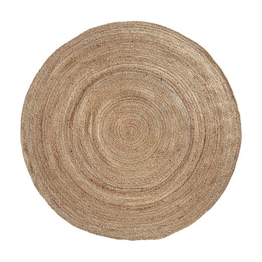 Jute rug in brown, Ø 182 x 1 cm | Ebba