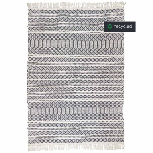 Hand-spun rug 100% recycled PET gray and natural, 60 x 90 cm