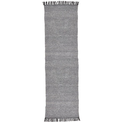 Hand-spun rug, 100% recycled PET, gray and black, 70 x 250 cm