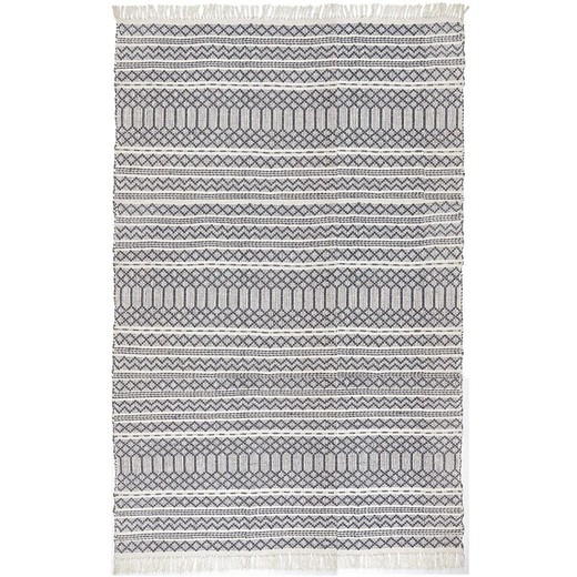 Handspunnen matta, 100% återvunnen PET, grå / naturmönster, 140 x 200 cm