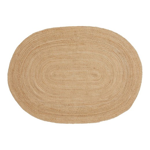 Oval jute rug in natural, 200 x 140 x 1 cm | Bombay