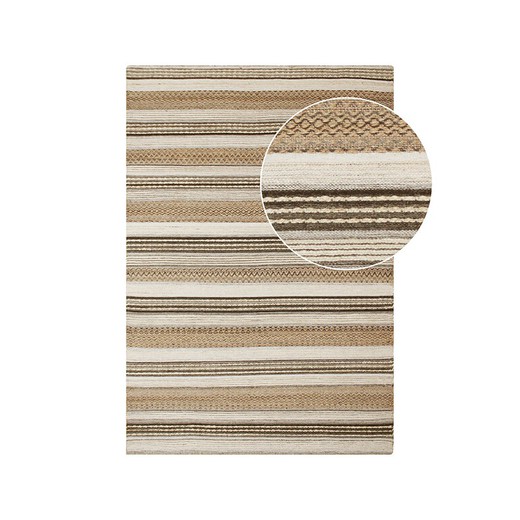 Rectangular jute and wool rug in natural, 230 x 160 x 1 cm | Morena