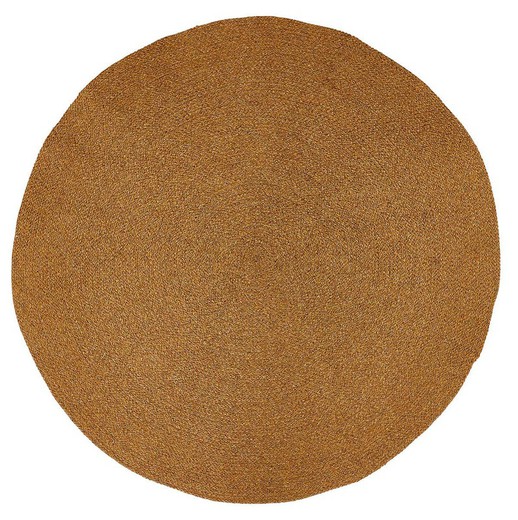 Runder geflochtener Teppich, 100% recyceltes PET, Gold, ø 200 cm