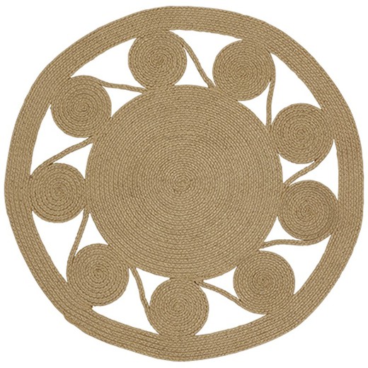 Round braided rug, 100% recycled PET, natural, ø 90 cm