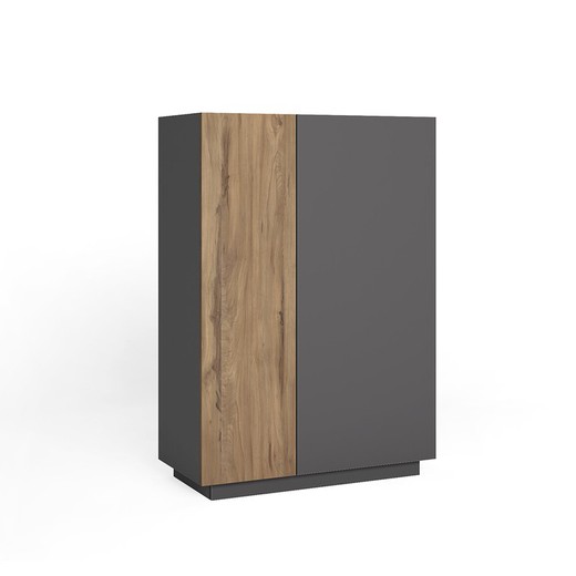 Ψηλός ξύλινος μπουφές σε γκρι και φυσικό χρώμα, 90,1 x 41,6 x 125,6 cm | Ούντινε