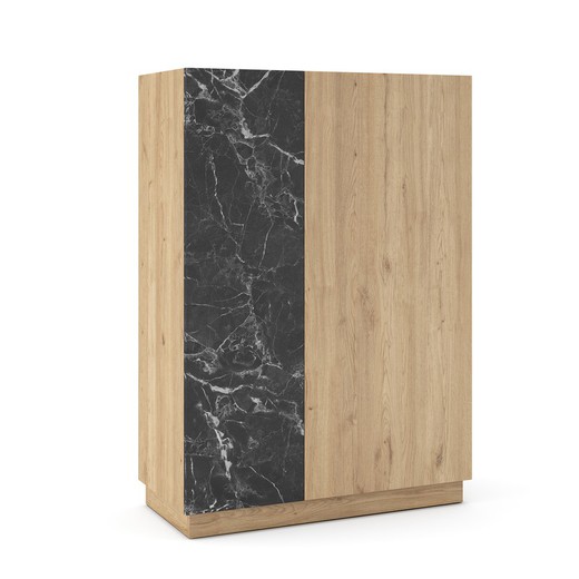Buffet haut en bois naturel et noir, 90 x 41.8 x 127 cm | Dioné