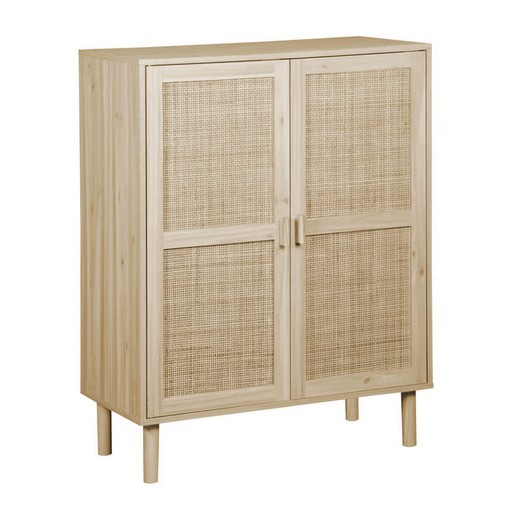 High melamine and rattan sideboard in natural, 80 x 40 x 110 cm | Decor