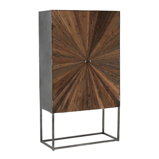 Iron and Shanil Wood 2-Door Sideboard Grey/Natural, 90x40x160 cm