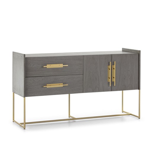 Cedar and Grey/Gold Metal Sideboard, 150x46x86cm