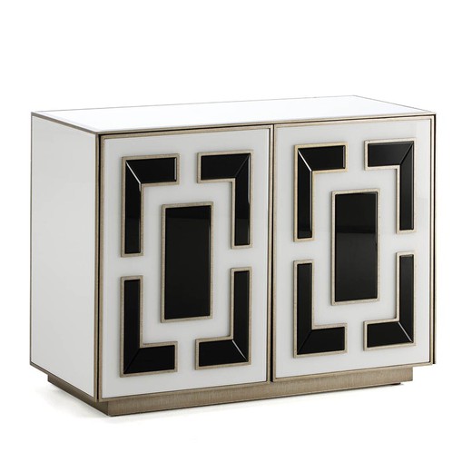 Black and white glass sideboard, 98x45x74 cm