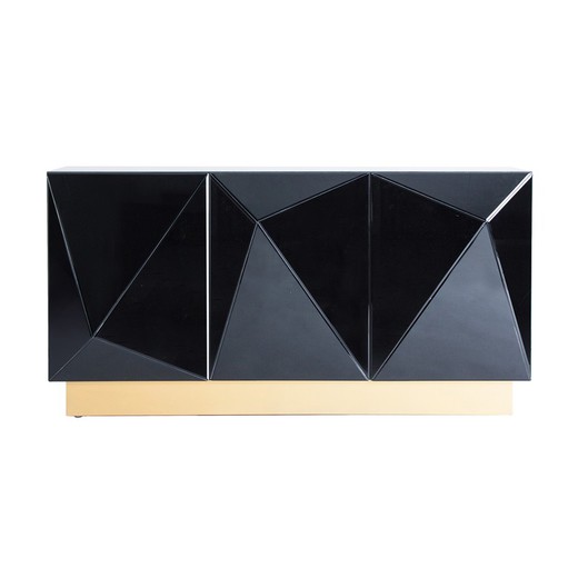 Credenza a specchio nero/oro, 153x47x82cm