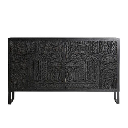 Aparador de madera de fresno y metal en negro, 156 x 35 x 91 cm | Antrim