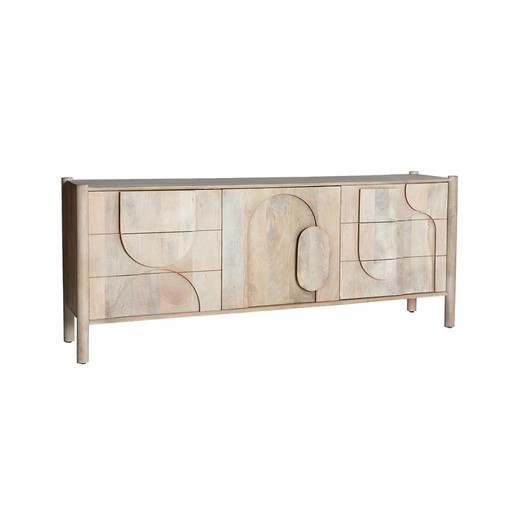 Aparador de madera de mango en beige, 180 x 40 x 74 cm | Talizat