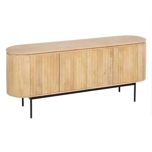 Mango wood sideboard in natural and black, 170 x 40 x 75 cm | Montmartre