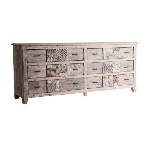 Credenza Hassi in legno di mango grigio, 195x50x80cm