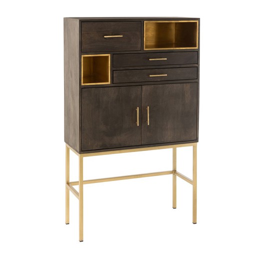 Janis bruin/goud mangohout en ijzeren dressoir, 98x38'5x153 cm