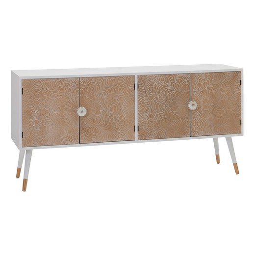 White and natural pine wood sideboard, 160 x 40 x 79 cm | Klee