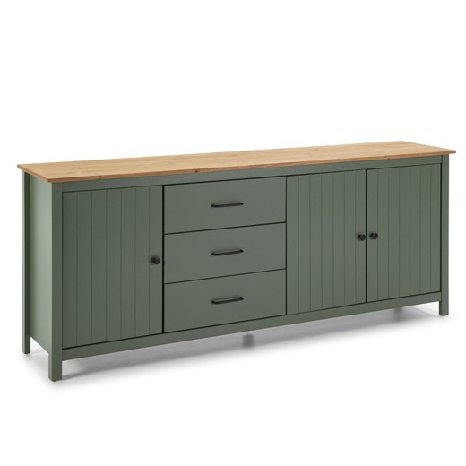 Green pine wood sideboard, 190 x 40 x 80 cm | Miranda