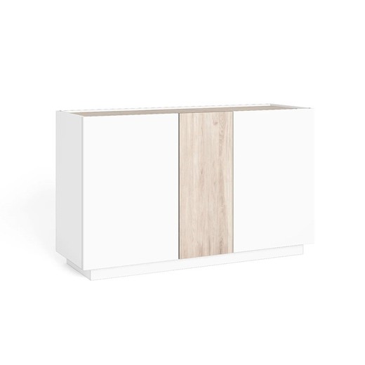 Aparador de madeira branca e natural, 130,1 x 41,6 x 78 cm | Udine