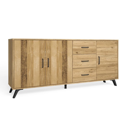Wooden sideboard in natural color, 180.5 x 40 x 81 cm | Nordic